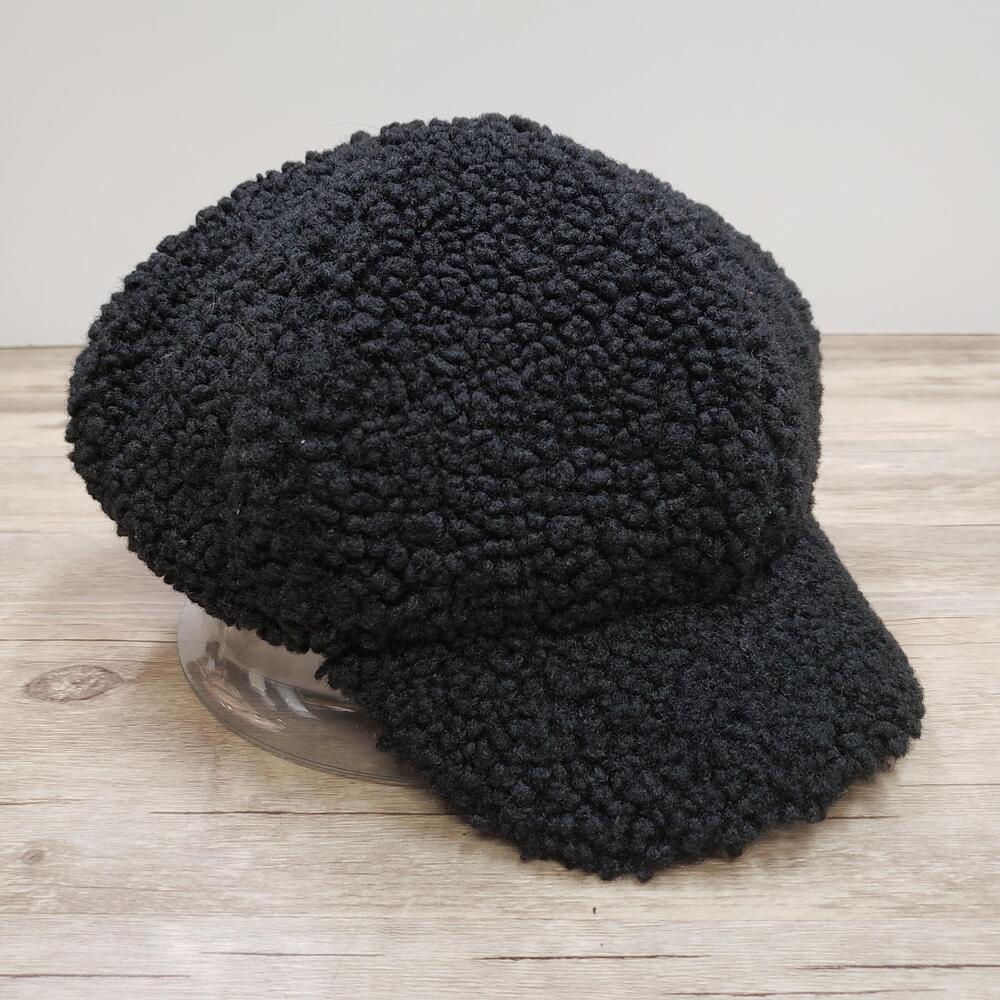 Donna Salyers Fabulous Furs Hat Newsboy Fitted Womens One Size Black Faux Fur